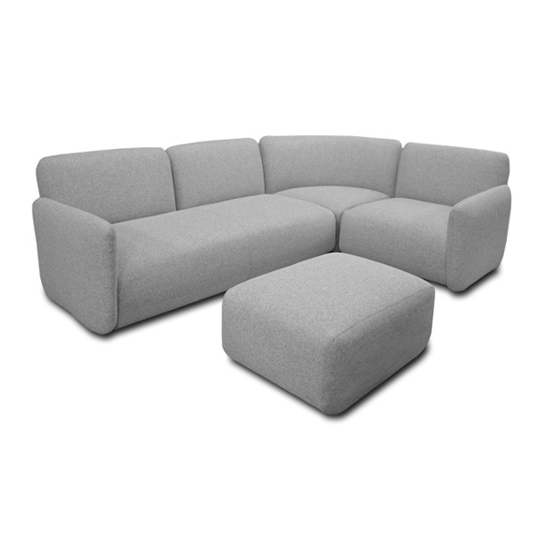 light grey sectional sofa with ottoman